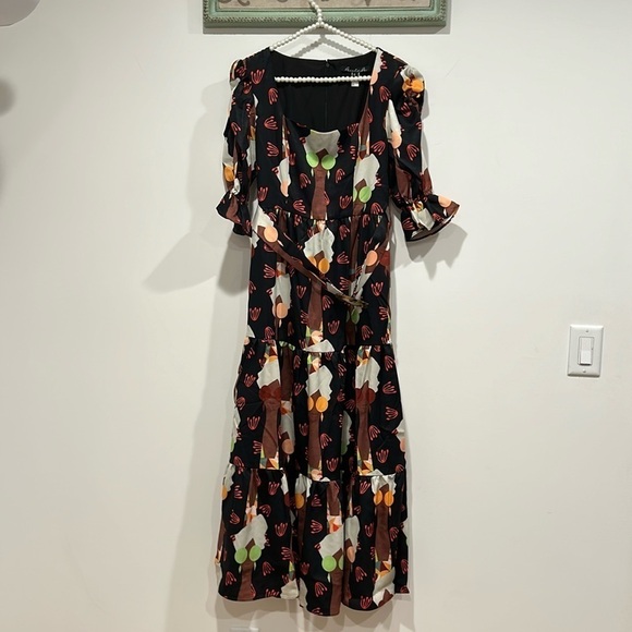 Brand new Hutch Maxi Midi Let’s Go Boho print Dress Size 0 ModCloth Belted - Picture 2 of 11